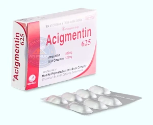 Thuốc Acigmentin® 625 - Hộp 2 vỉ x 7 viên