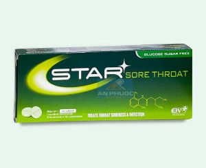 Thuốc ngậm STAR sore throat® không đường - Hộp 24v