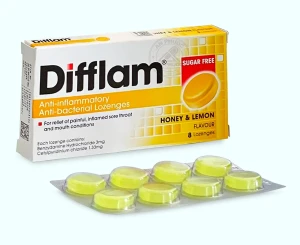 Viên ngậm điều trị viêm họng Difflam® vị chanh - Hộp 8v