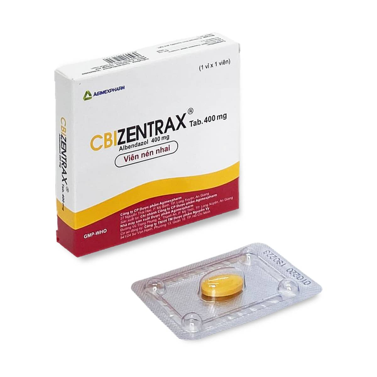Thuốc CBI Zentrax® Tab 400mg | Albendazol | Hộp 1 viên